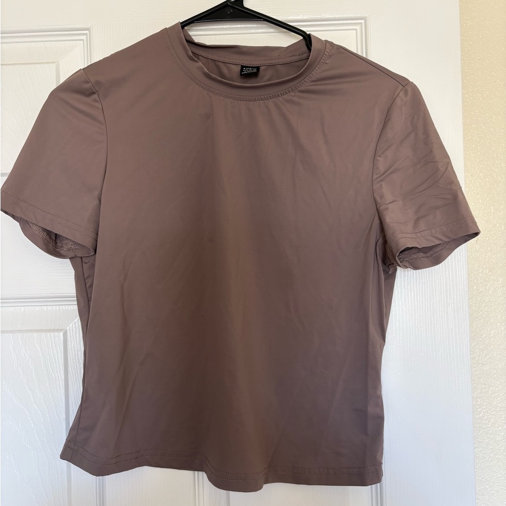 SHEIN Women's Taupe Short Sleeve Tee